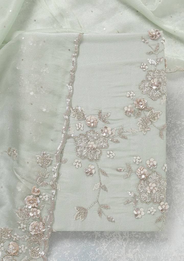 Pista Green Cutdana Tissue Unstitched Salwar Suit