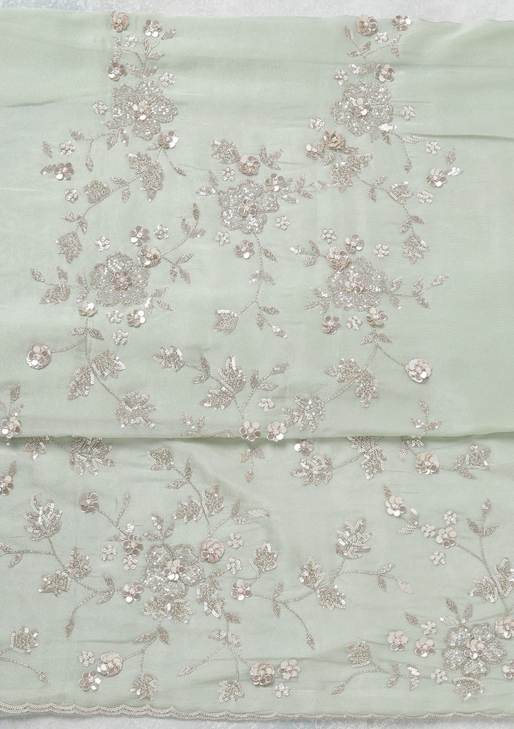 Pista Green Cutdana Tissue Unstitched Salwar Suit