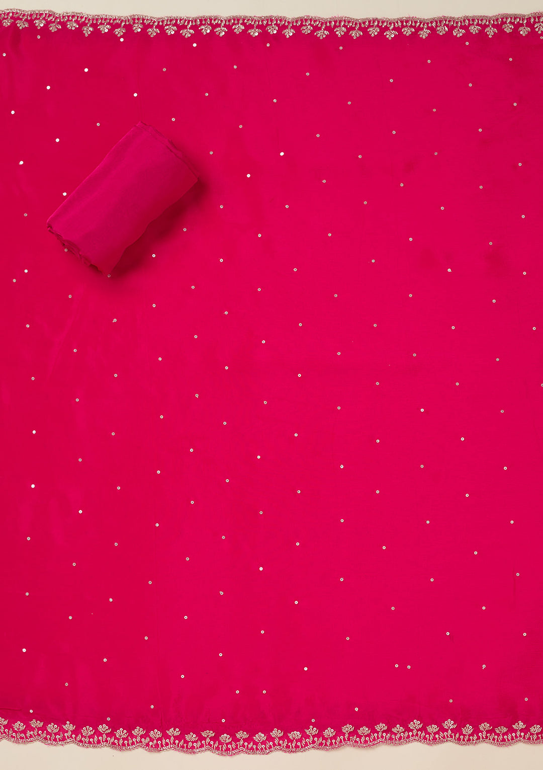 Rani Pink Cutdana Crepe Unstitched Salwar Suit