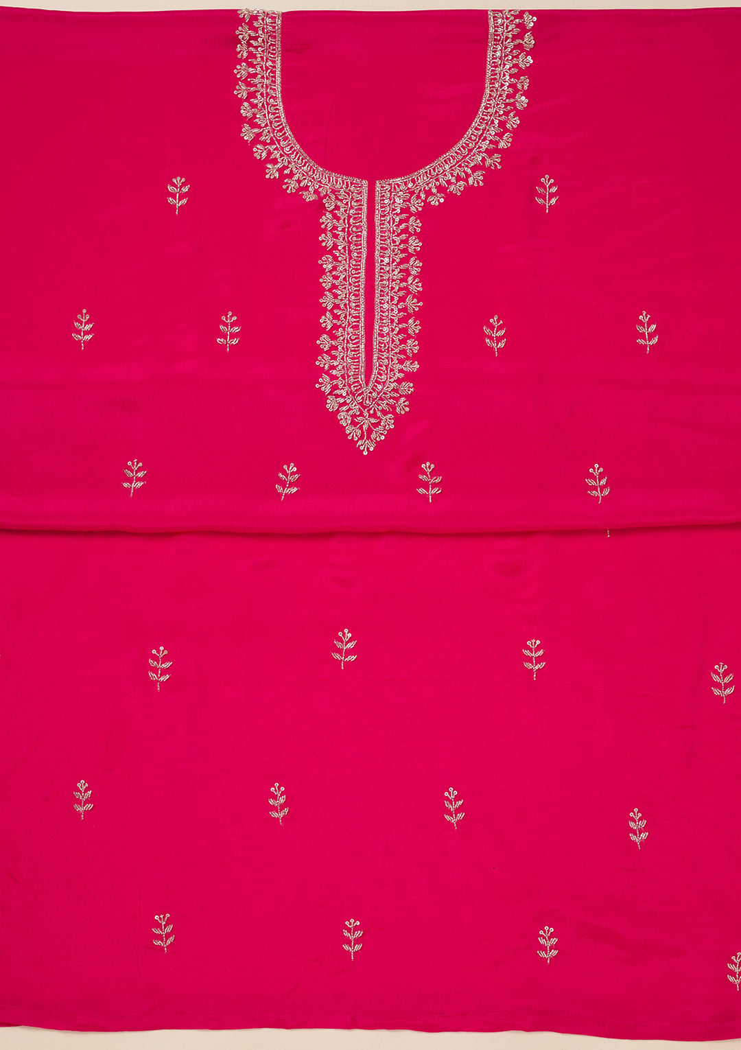 Rani Pink Cutdana Crepe Unstitched Salwar Suit