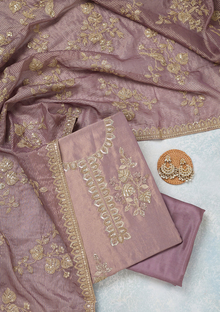 Lavender Sequins Organza Unstitched Salwar Suit