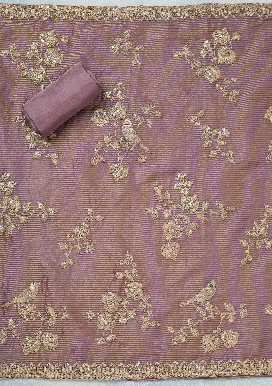 Lavender Sequins Organza Unstitched Salwar Suit