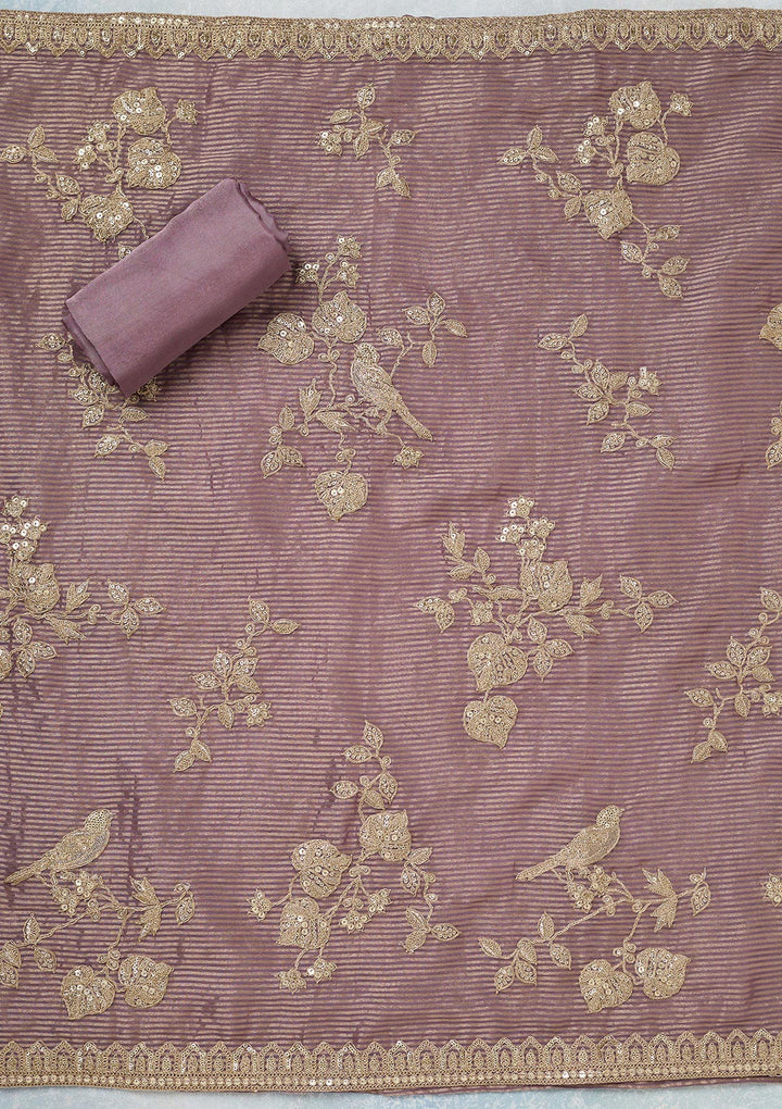 Lavender Sequins Organza Unstitched Salwar Suit