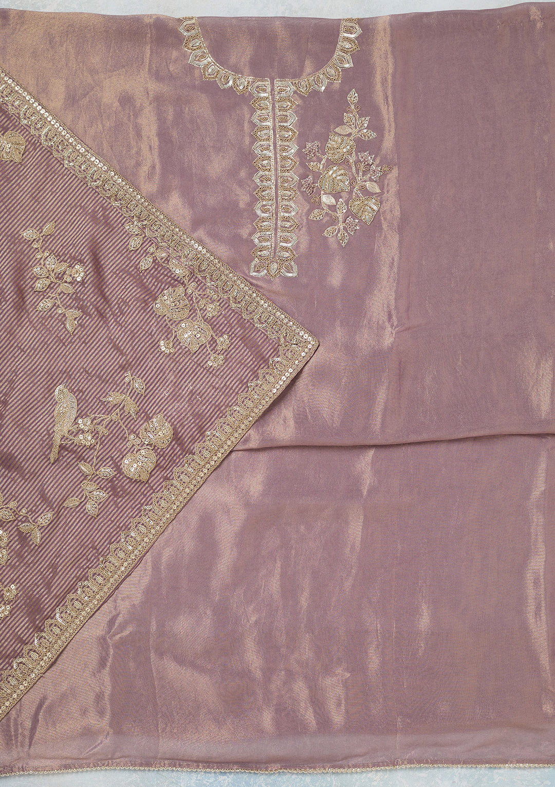 Lavender Sequins Organza Unstitched Salwar Suit