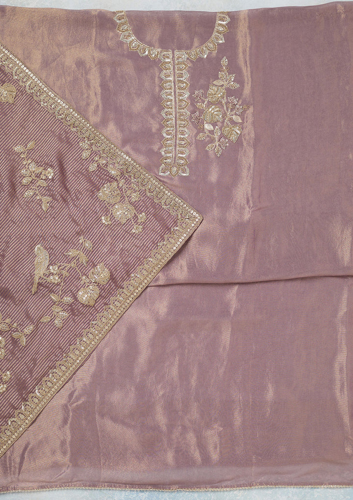 Lavender Sequins Organza Unstitched Salwar Suit