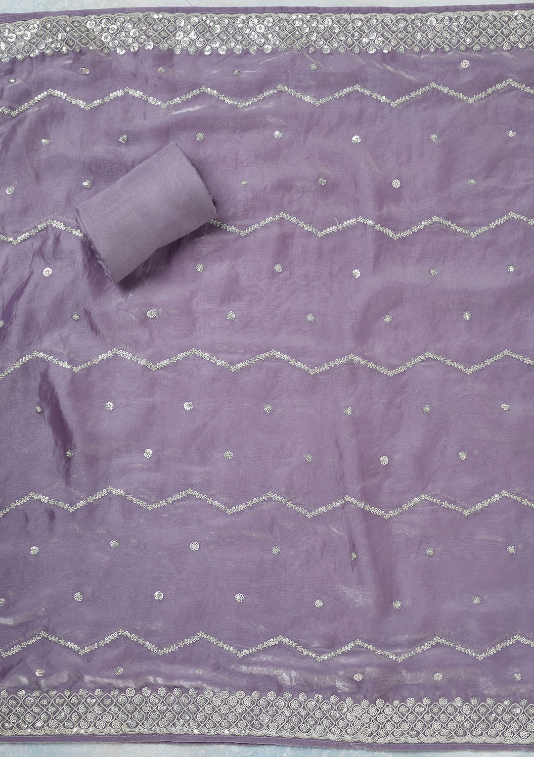 Lavender Sequins Organza Unstitched Salwar Suit