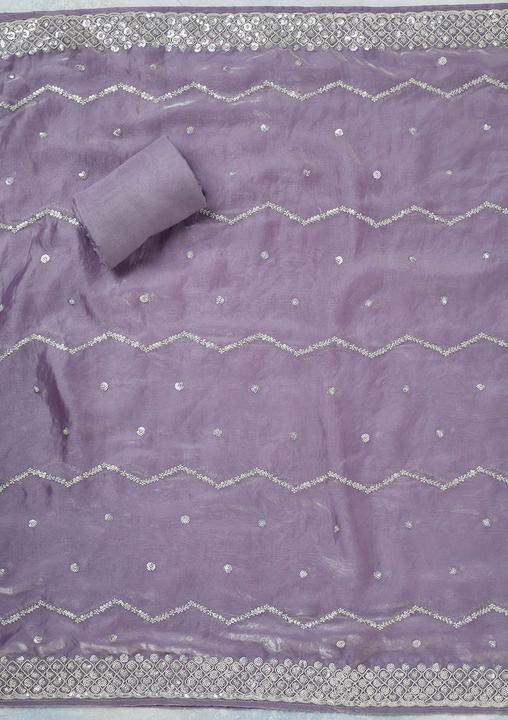 Lavender Sequins Organza Unstitched Salwar Suit