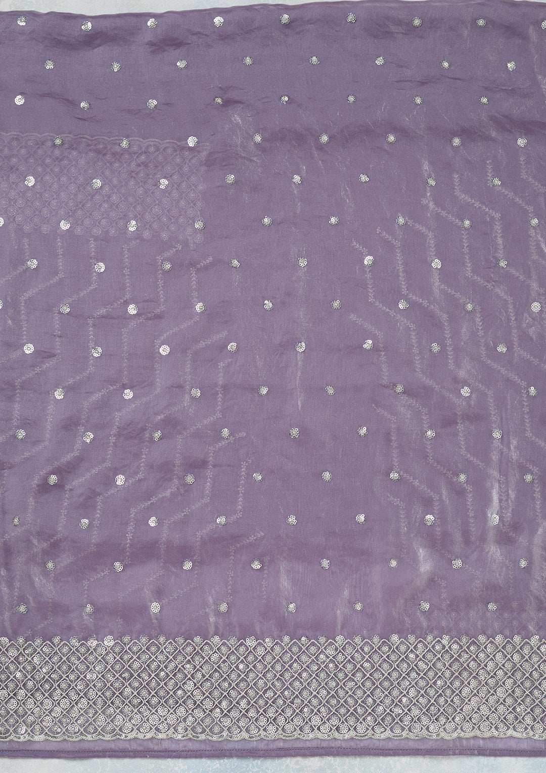 Lavender Sequins Organza Unstitched Salwar Suit