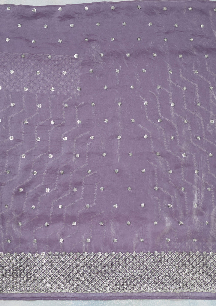Lavender Sequins Organza Unstitched Salwar Suit