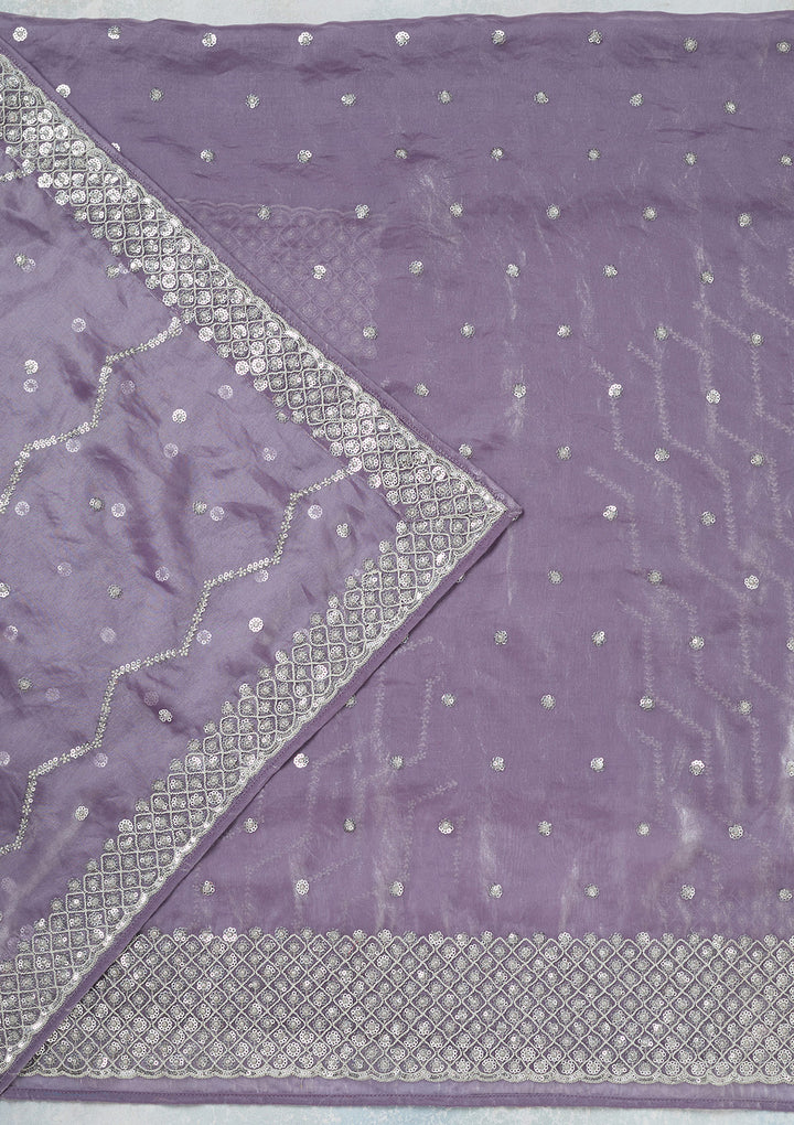 Lavender Sequins Organza Unstitched Salwar Suit