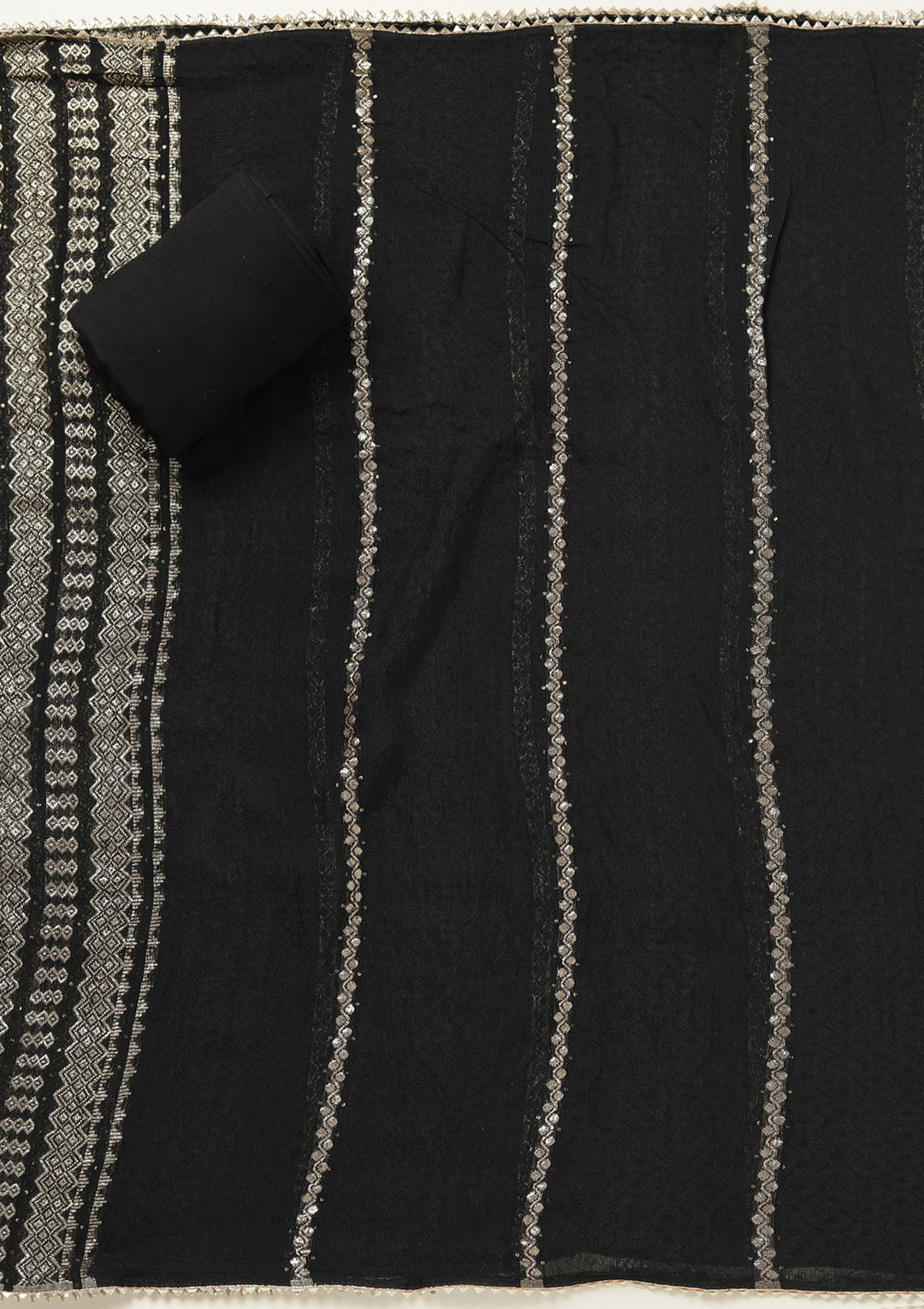 Black Zariwork (Gold) Dola Silk Unstitched Salwar Suit