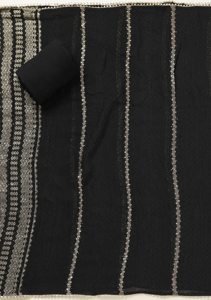 Black Zariwork (Gold) Dola Silk Unstitched Salwar Suit