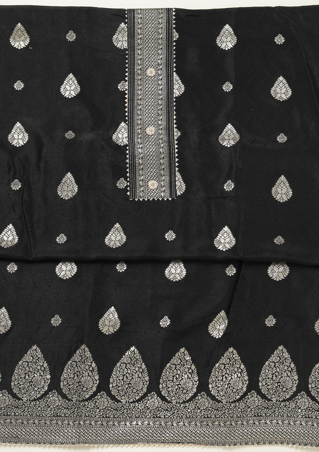 Black Zariwork (Gold) Dola Silk Unstitched Salwar Suit