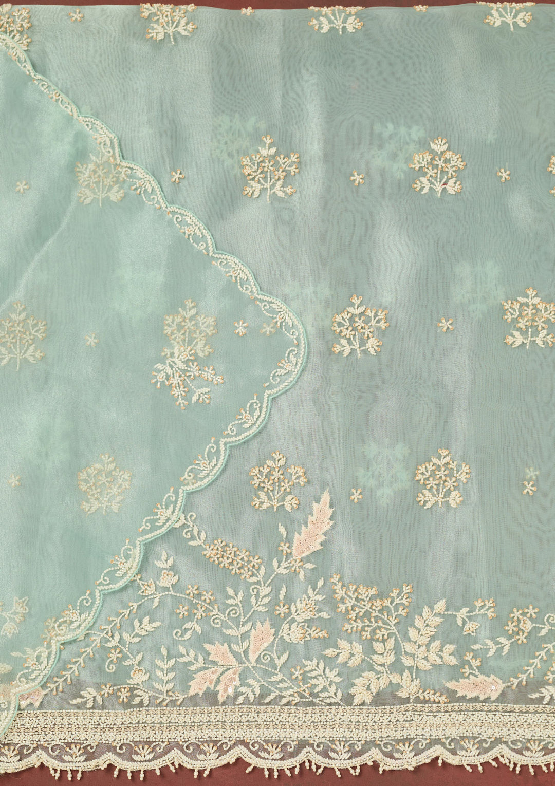 Sky Blue Cutdana Organza Unstitched Salwar Suit