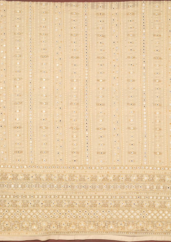Cream Cutdana Georgette Unstitched Salwar Suit