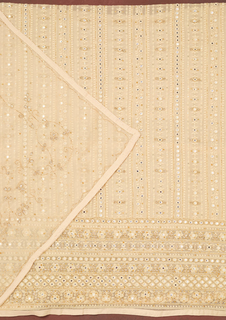 Cream Cutdana Georgette Unstitched Salwar Suit