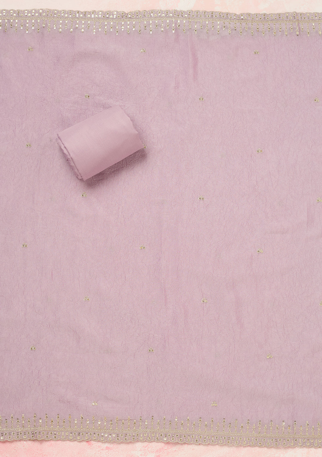 Lavender Zariwork (Gold) Chinon Unstitched Salwar Suit