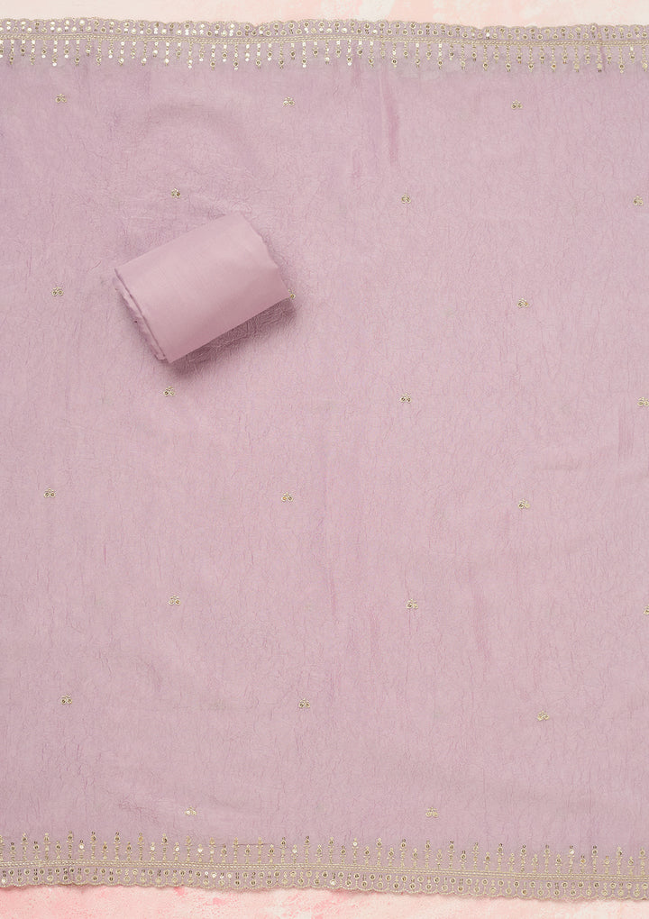 Lavender Zariwork (Gold) Chinon Unstitched Salwar Suit