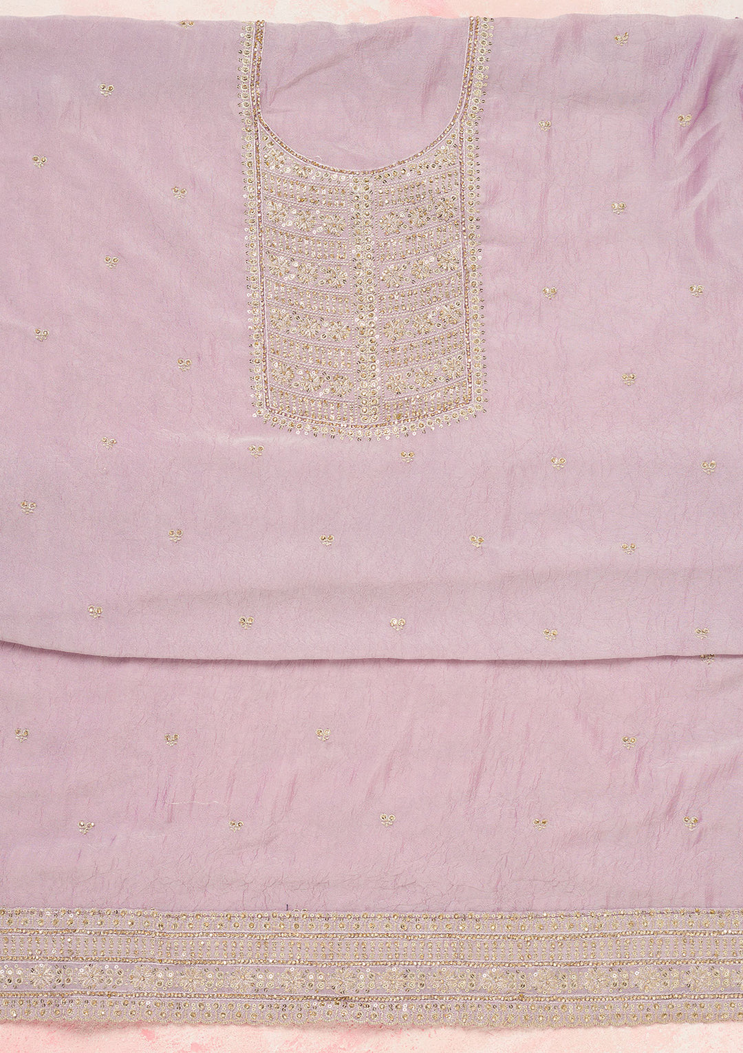 Lavender Zariwork (Gold) Chinon Unstitched Salwar Suit