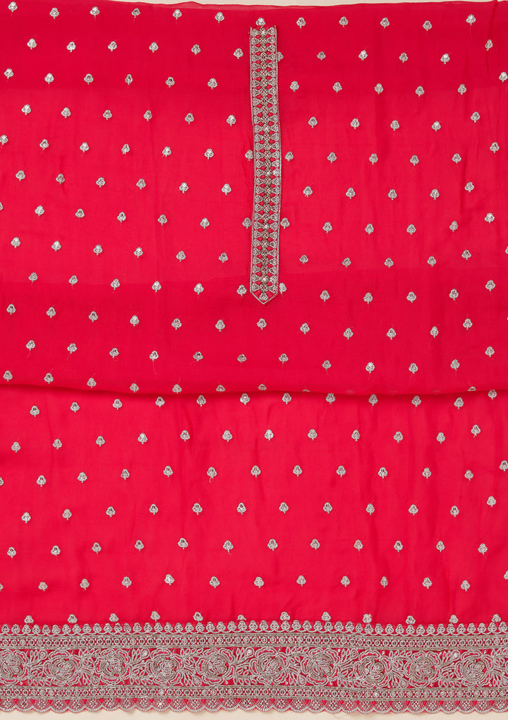 Rani Pink Sequins Organza Unstitched Salwar Suit