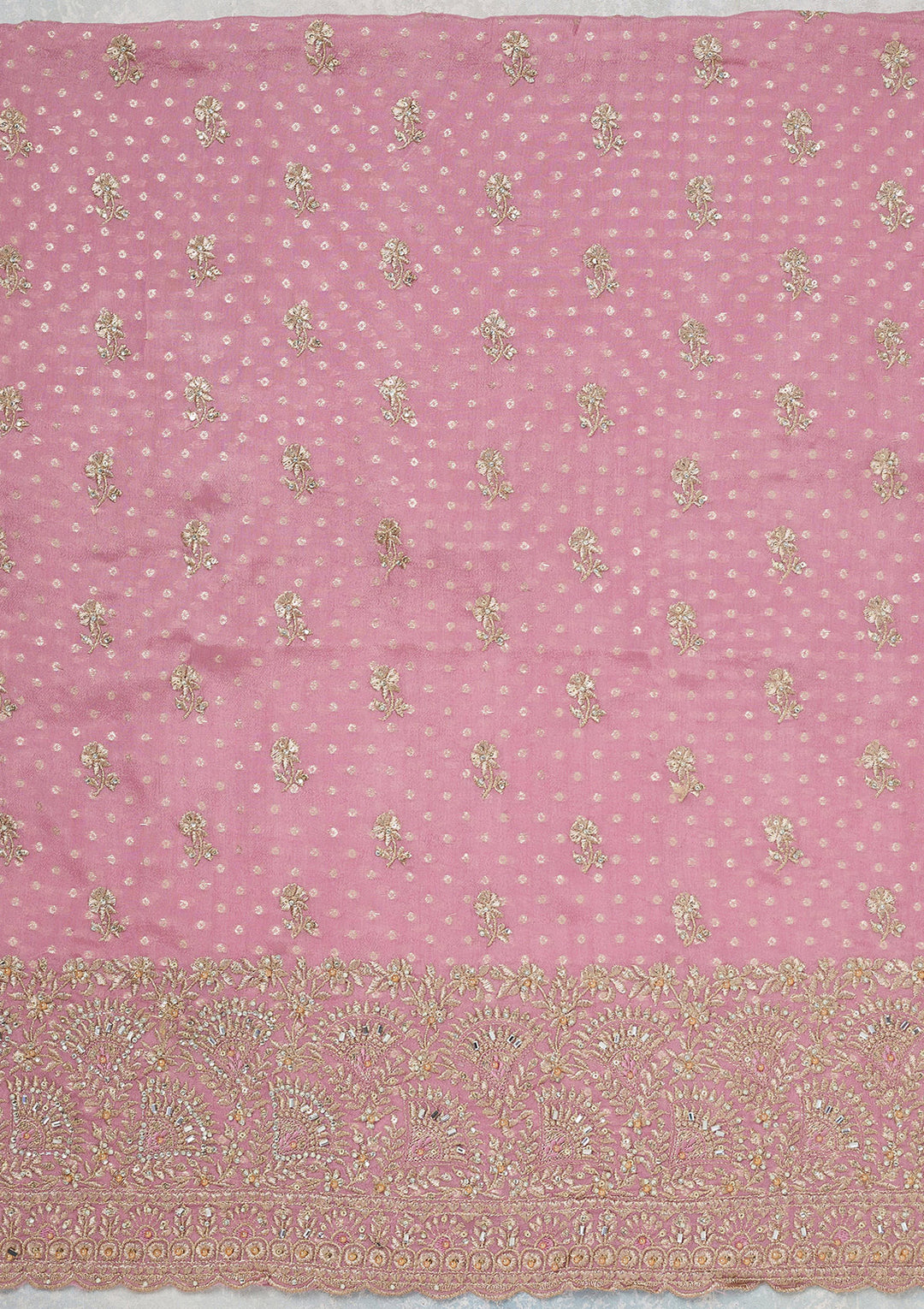 Lavender Zariwork (Gold) Chinon Unstitched Salwar Suit