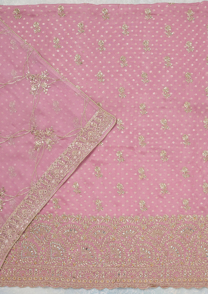 Lavender Zariwork (Gold) Chinon Unstitched Salwar Suit