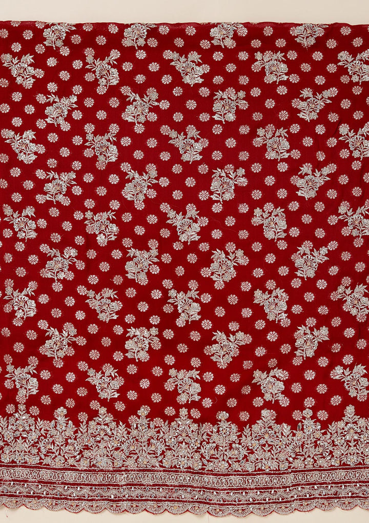 Maroon Zariwork (Gold) Chinon Unstitched Salwar Suit
