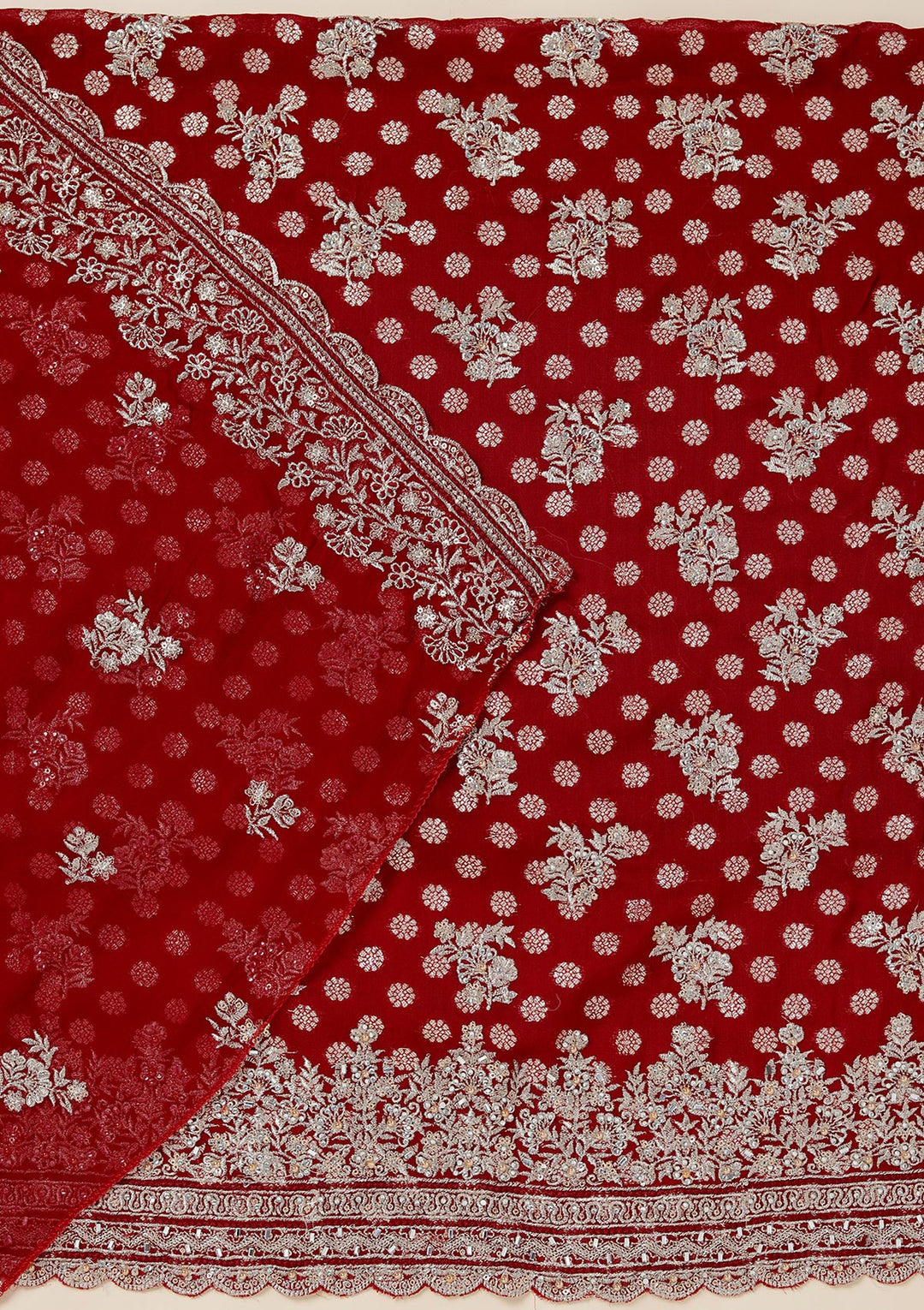 Maroon Zariwork (Gold) Chinon Unstitched Salwar Suit