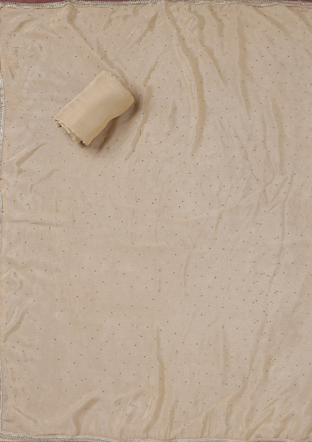 Beige Zariwork (Gold) Organza Unstitched Salwar Suit