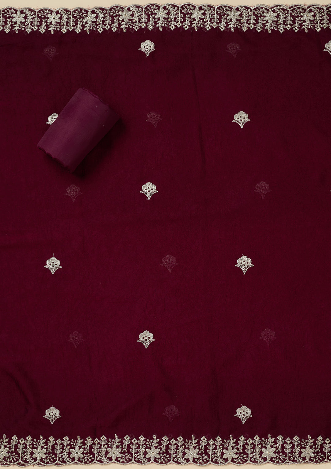 Maroon Zariwork (Gold) Soft Raw Silk Unstitched Salwar Suit