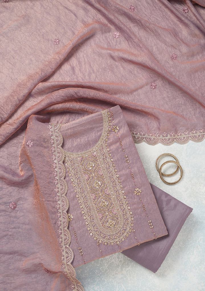 Lavender Cutdana Tissue Unstitched Salwar Suit