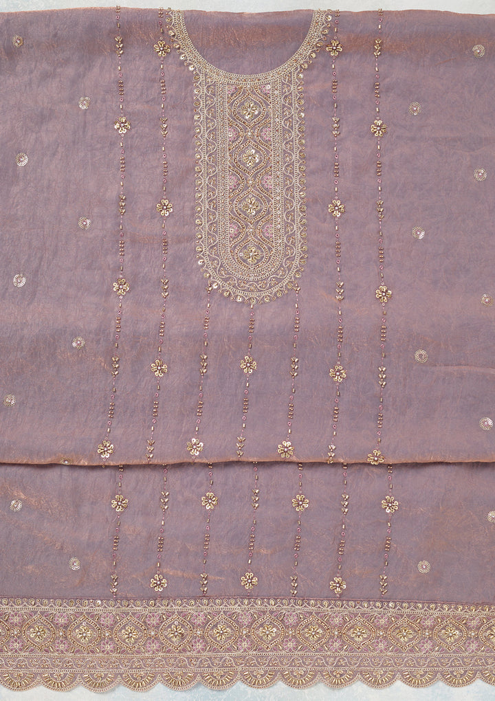 Lavender Cutdana Tissue Unstitched Salwar Suit