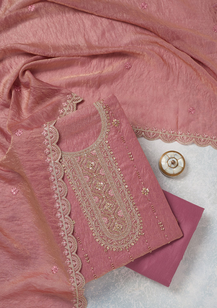 Onion Pink Cutdana Tissue Unstitched Salwar Suit