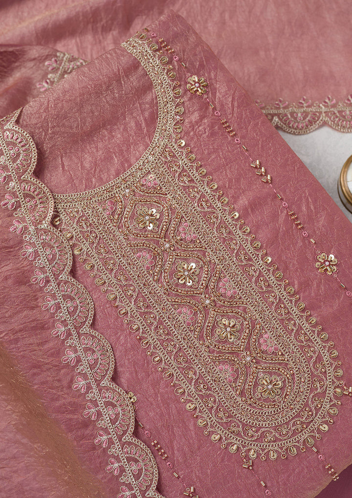 Onion Pink Cutdana Tissue Unstitched Salwar Suit