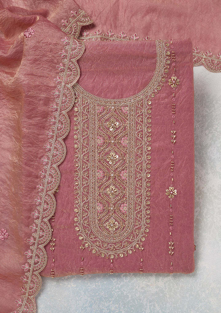 Onion Pink Cutdana Tissue Unstitched Salwar Suit