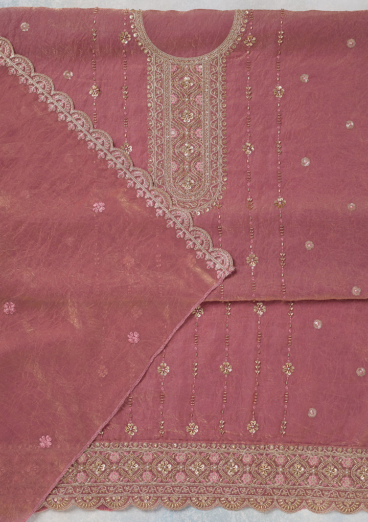 Onion Pink Cutdana Tissue Unstitched Salwar Suit