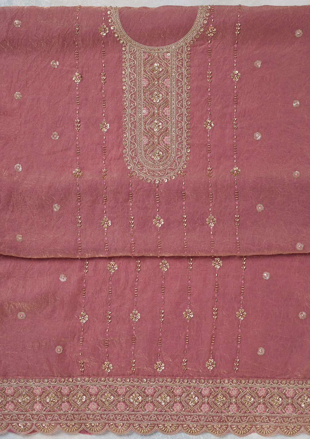 Onion Pink Cutdana Tissue Unstitched Salwar Suit