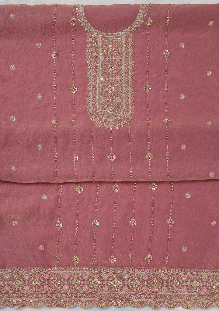 Onion Pink Cutdana Tissue Unstitched Salwar Suit