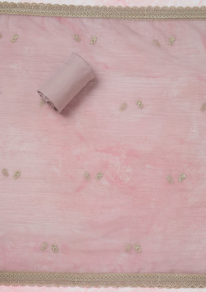 Lavender Zariwork (Gold) Chiffon Unstitched Salwar Suit