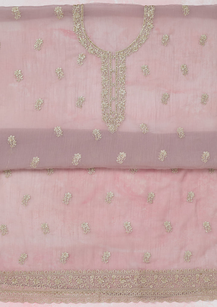 Lavender Zariwork (Gold) Chiffon Unstitched Salwar Suit