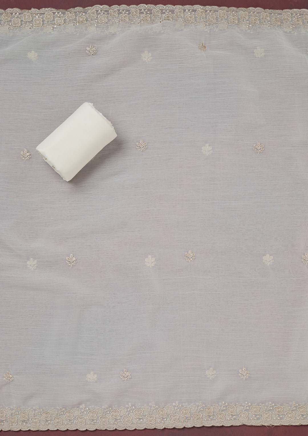 White Zariwork (Gold) Chinon Unstitched Salwar Suit