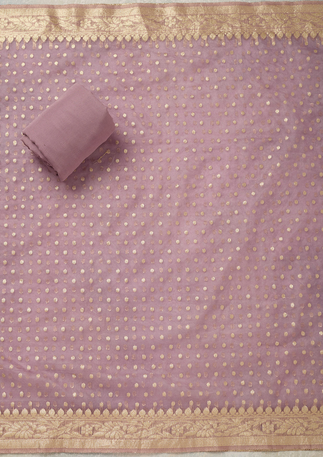 Lavender Pearlwork Tissue Unstitched Salwar Suit
