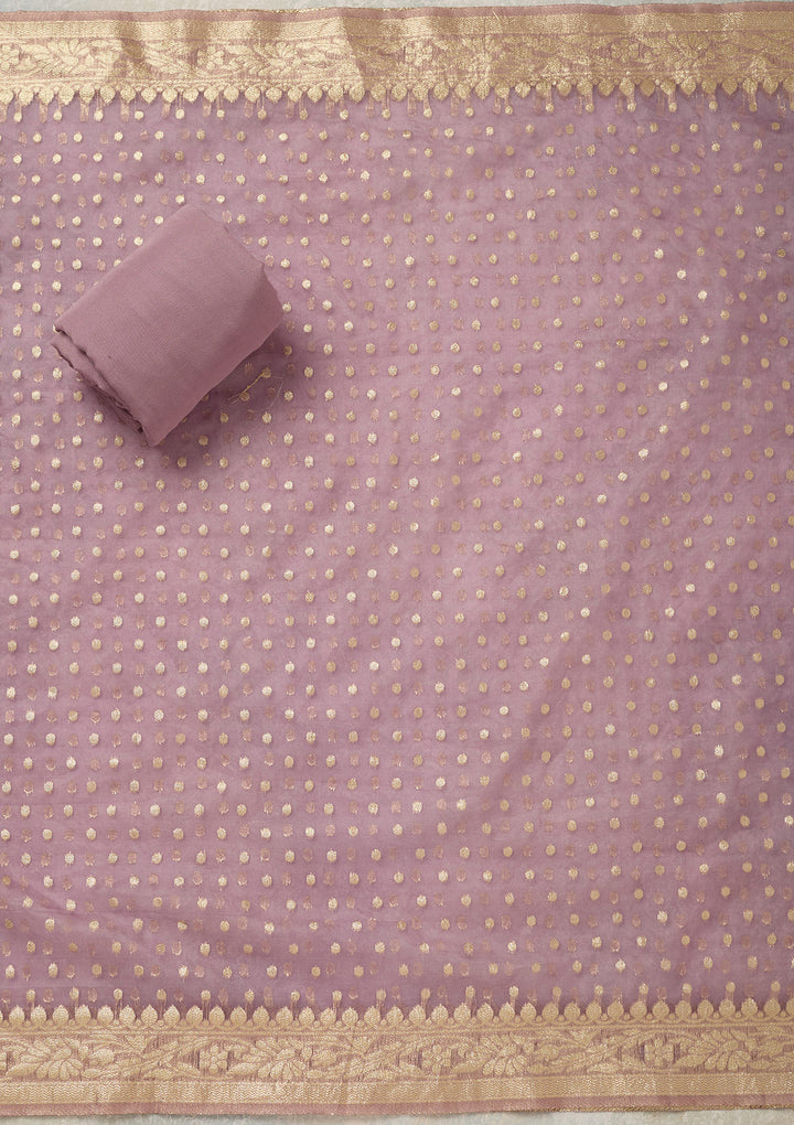 Lavender Pearlwork Tissue Unstitched Salwar Suit
