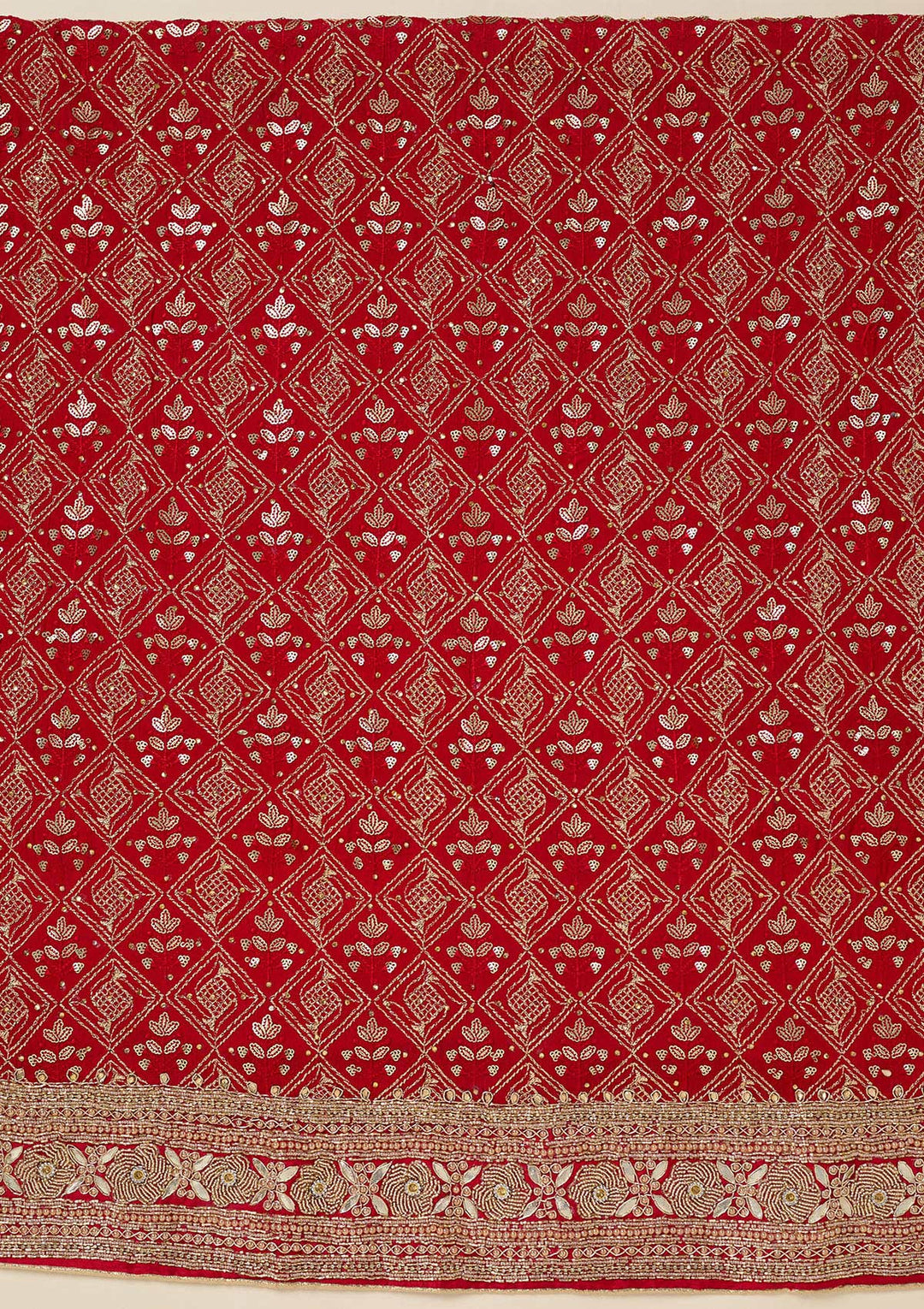 Red Zariwork Georgette Unstitched Salwar Suit