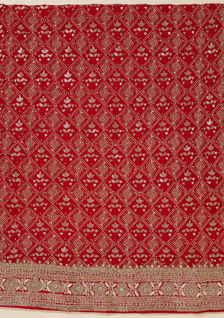 Red Zariwork Georgette Unstitched Salwar Suit