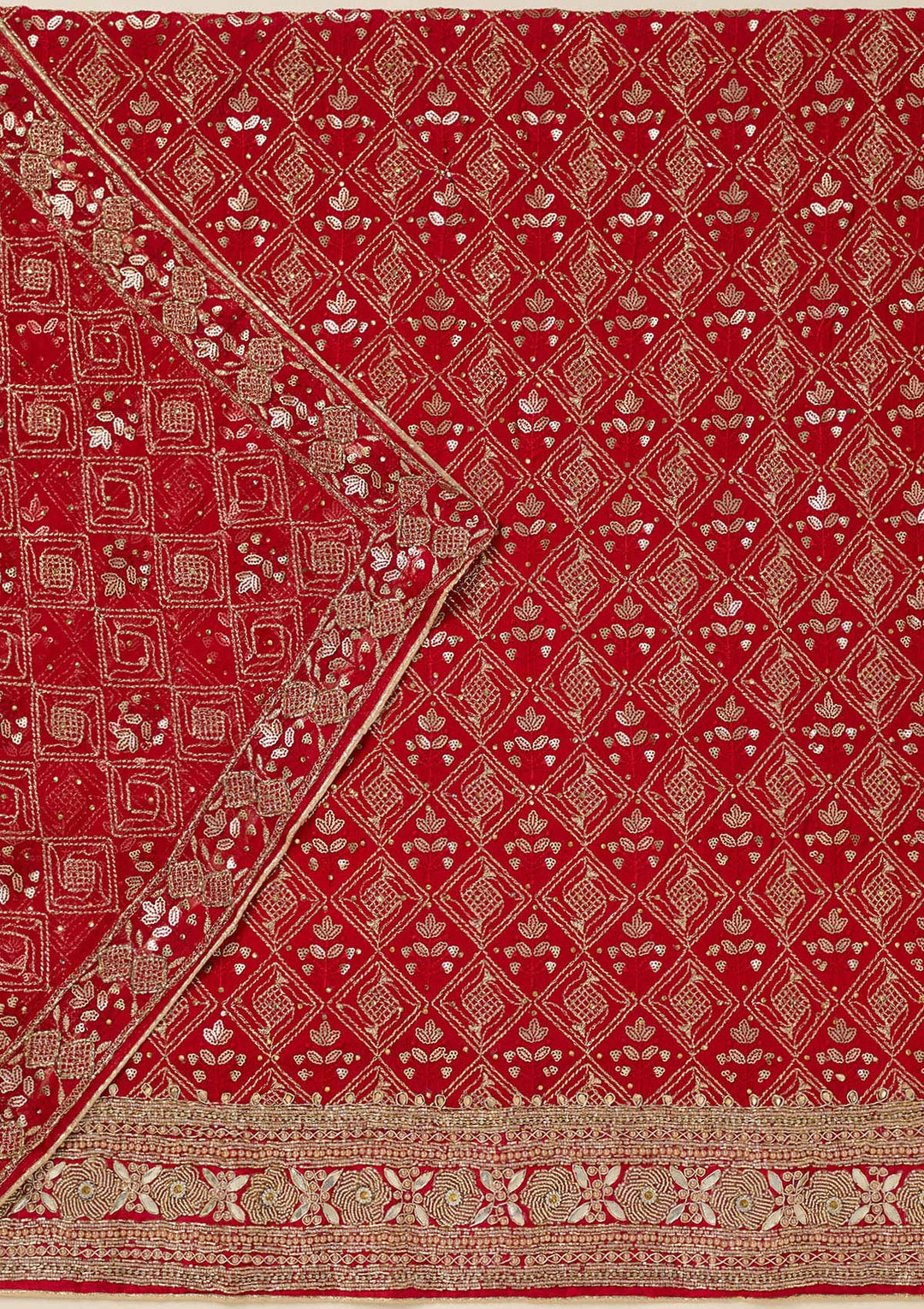 Red Zariwork Georgette Unstitched Salwar Suit