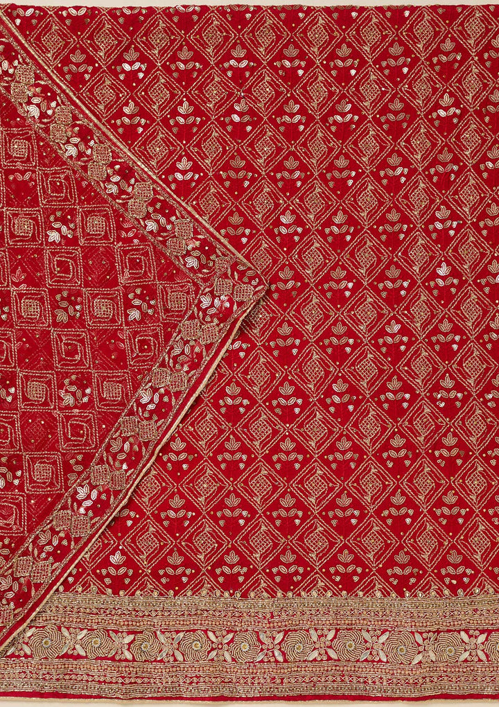 Red Zariwork Georgette Unstitched Salwar Suit