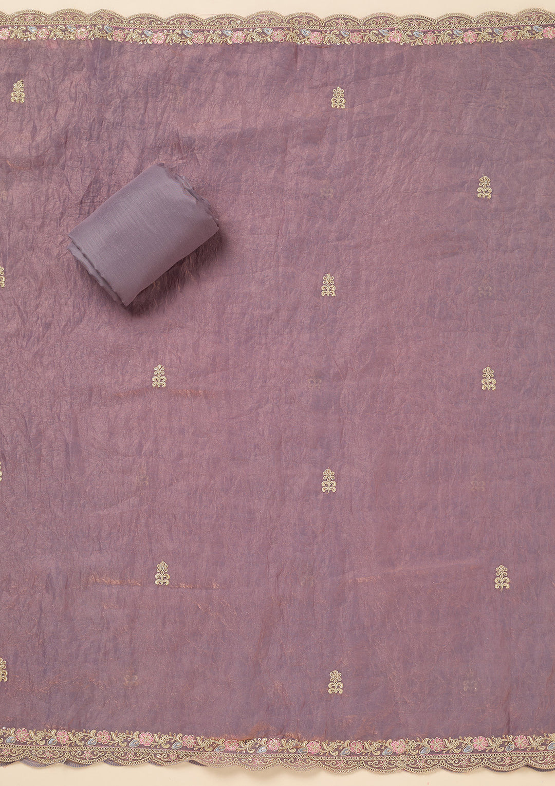 Lavender Aariwork Tissue Unstitched Salwar Suit