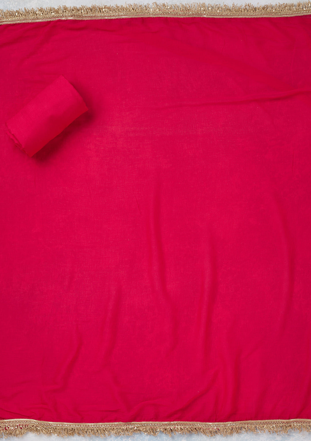 Rani Pink Zariwork Dola Silk Unstitched Salwar Suit