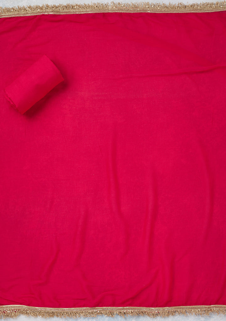 Rani Pink Zariwork Dola Silk Unstitched Salwar Suit